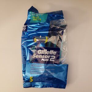 5-Pack Men's Gillette Sensor 2 Razors New Grooming Shaving Blue 2-blade